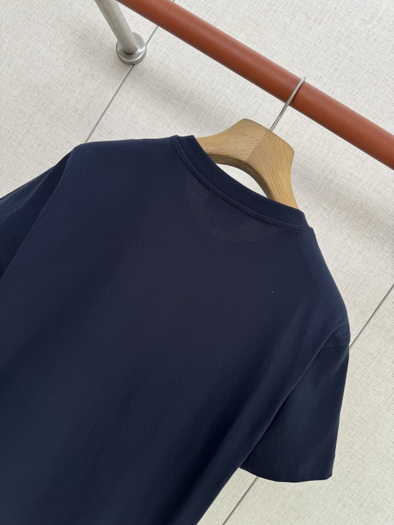 HERMES Leather Embroidered Round Neck Short Sleeve T Sleeve Black 4