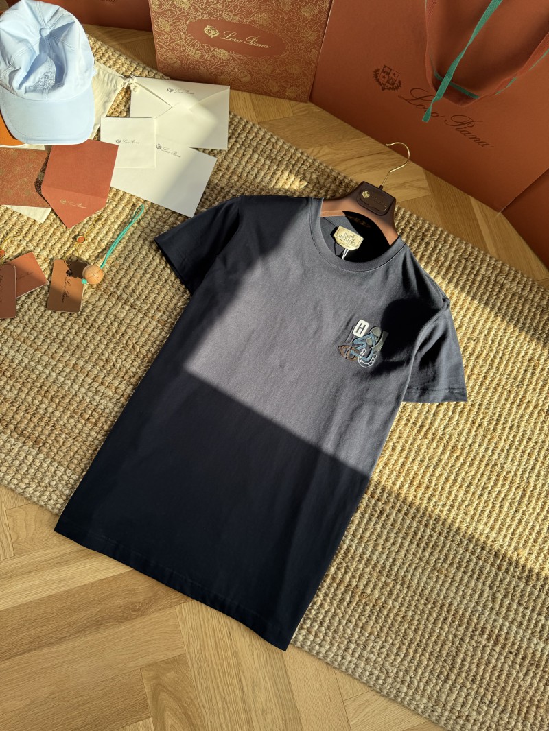 HERMES Leather Embroidered Round Neck Short Sleeve T Sleeve Black 6