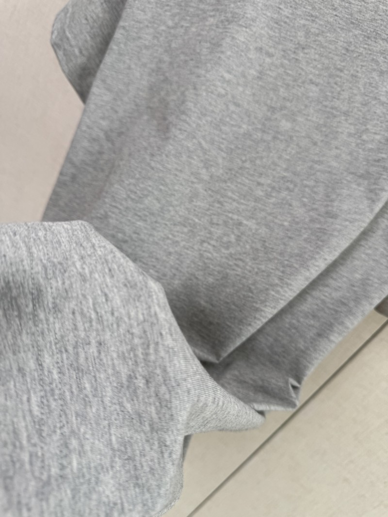 HERMES Leather Embroidered Crew Neck Short Sleeve T Sleeve Grey 5