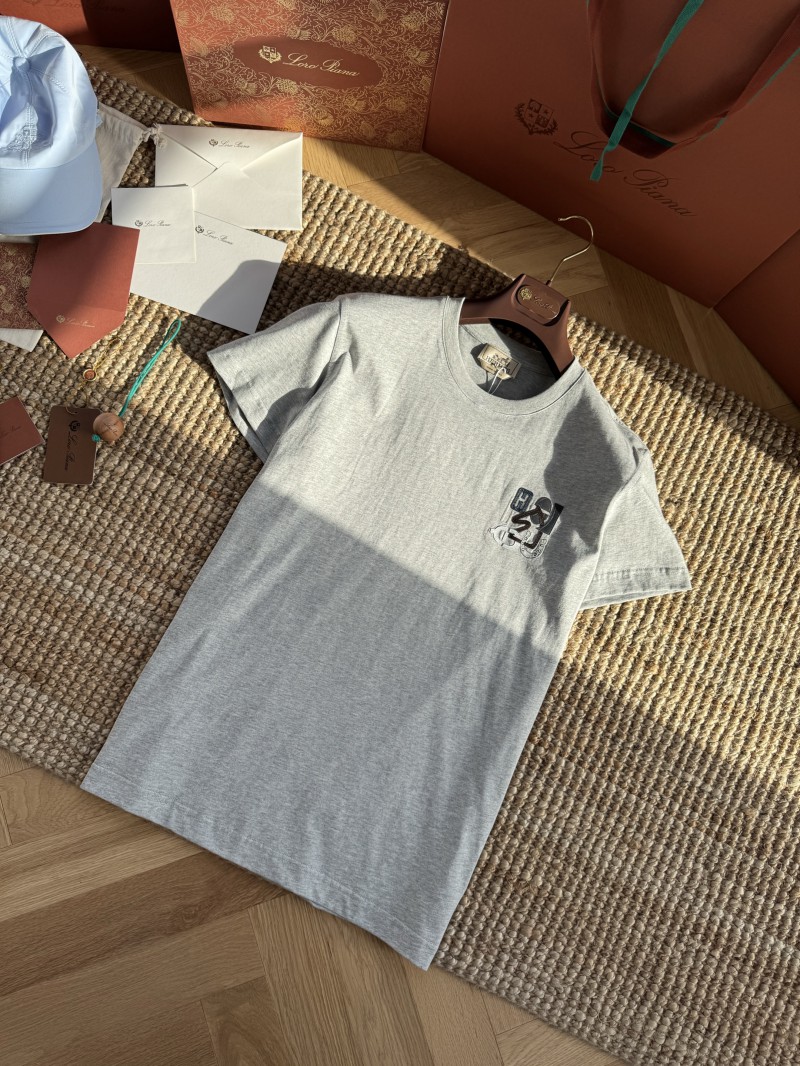 HERMES Leather Embroidered Crew Neck Short Sleeve T Sleeve Grey 6