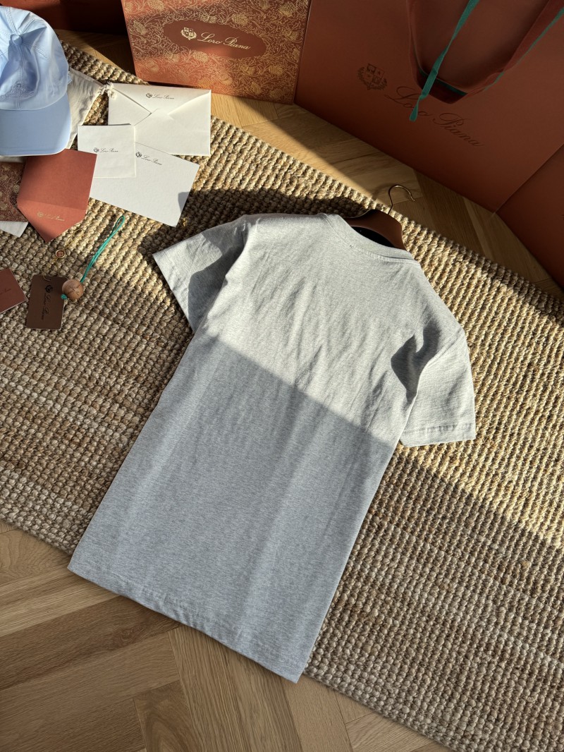 HERMES Leather Embroidered Crew Neck Short Sleeve T Sleeve Grey 7