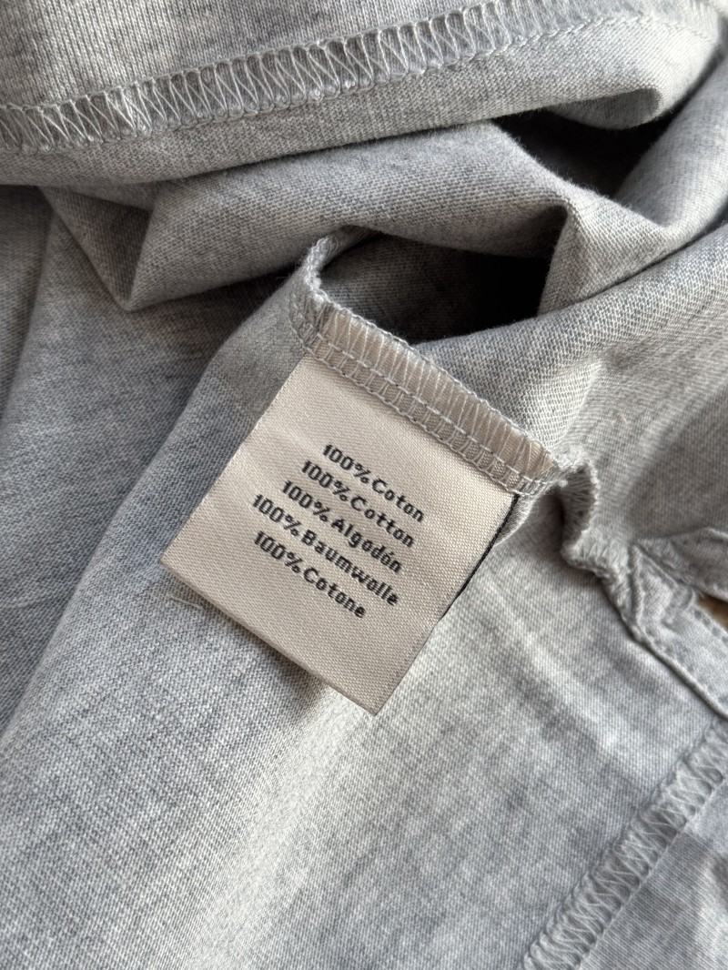 HERMES Leather Embroidered Crew Neck Short Sleeve T Sleeve Grey 8