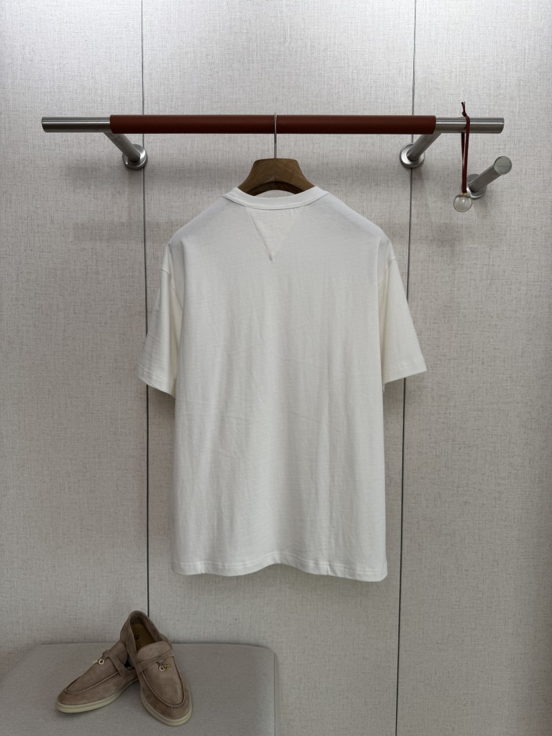 Bottega Veneta Braided Pocket Round Neck Short Sleeve White 1