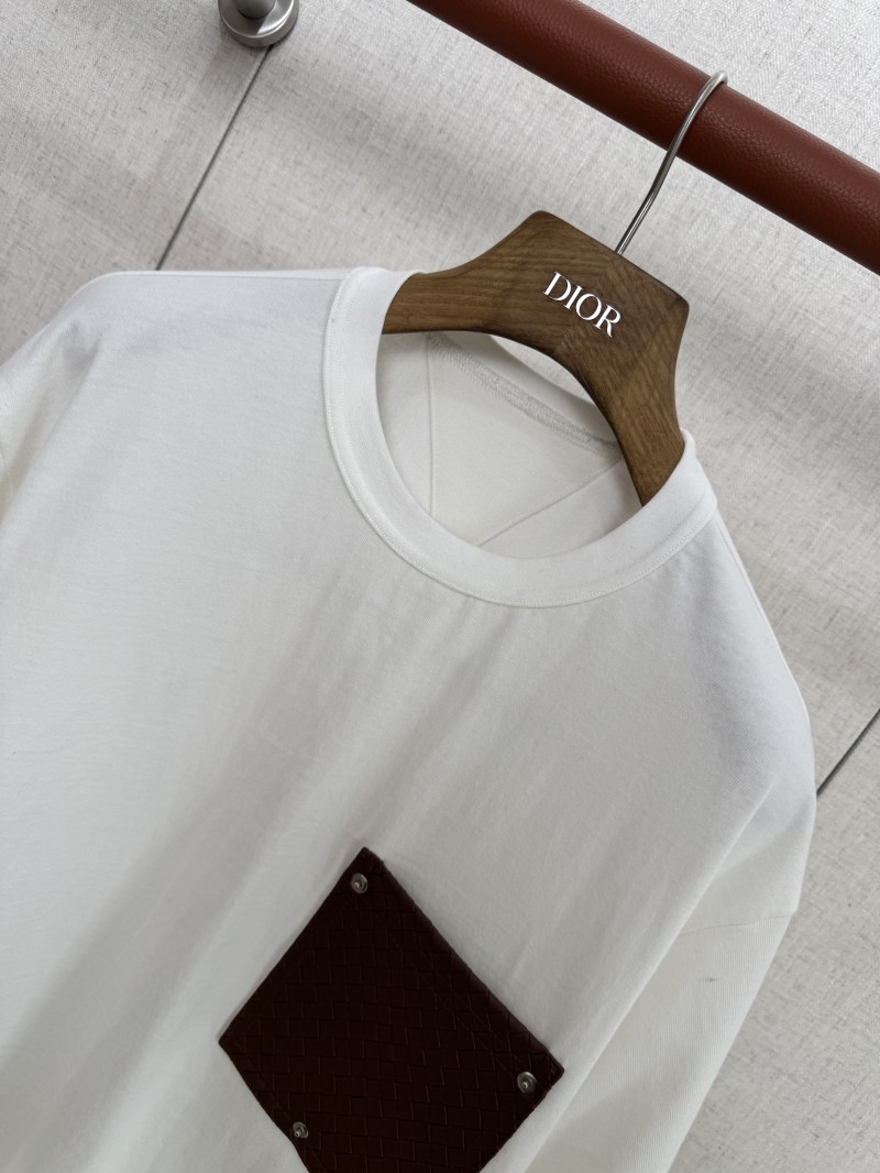 Bottega Veneta Braided Pocket Round Neck Short Sleeve White 2