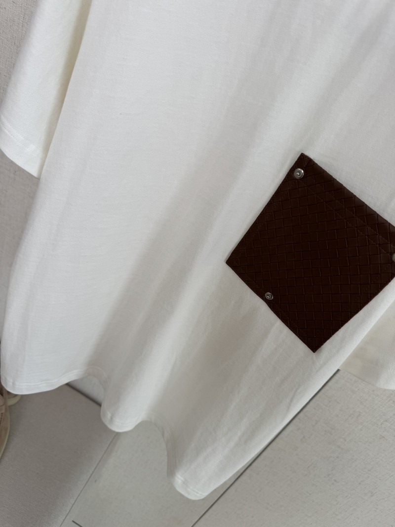 Bottega Veneta Braided Pocket Round Neck Short Sleeve White 3