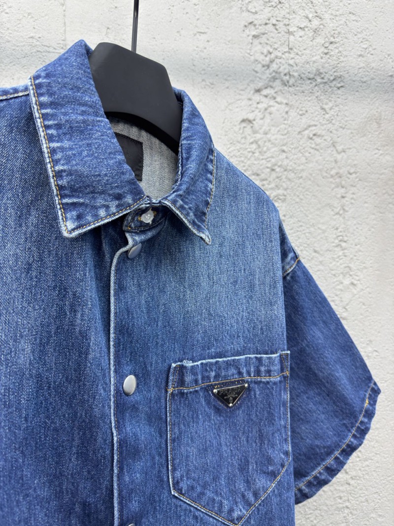 Prada Triangle Label Denim Shirt 2 7