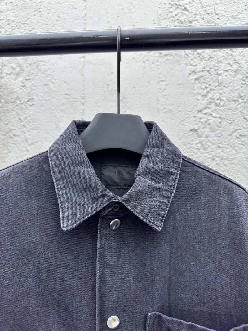 Prada Triangle Label Denim Shirt 1 2