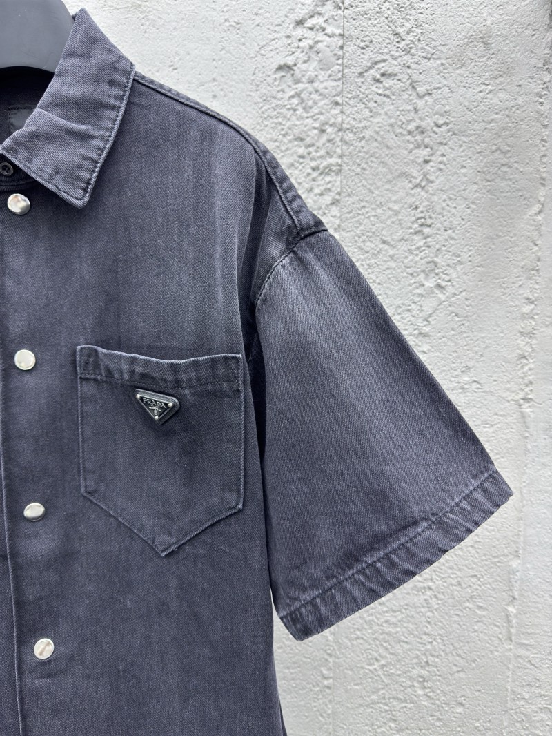 Prada Triangle Label Denim Shirt 1 4