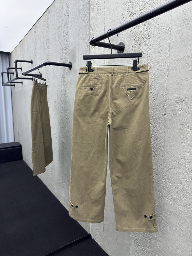 Prada  solid color zipper wide leg twill casual pants 1