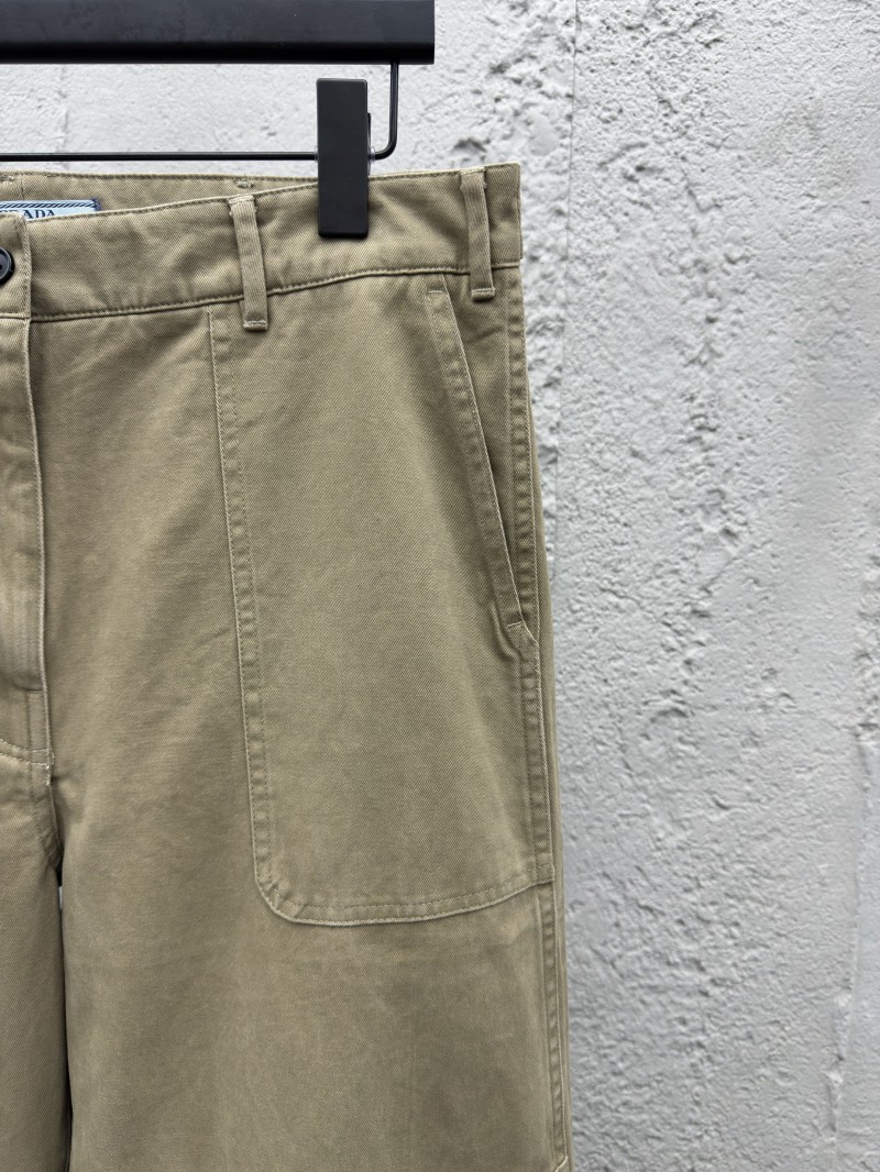 Prada  solid color zipper wide leg twill casual pants 4