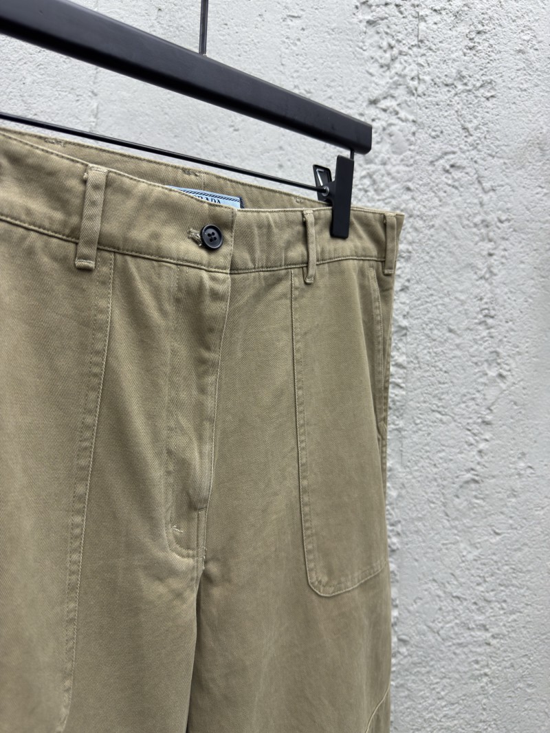 Prada  solid color zipper wide leg twill casual pants 7