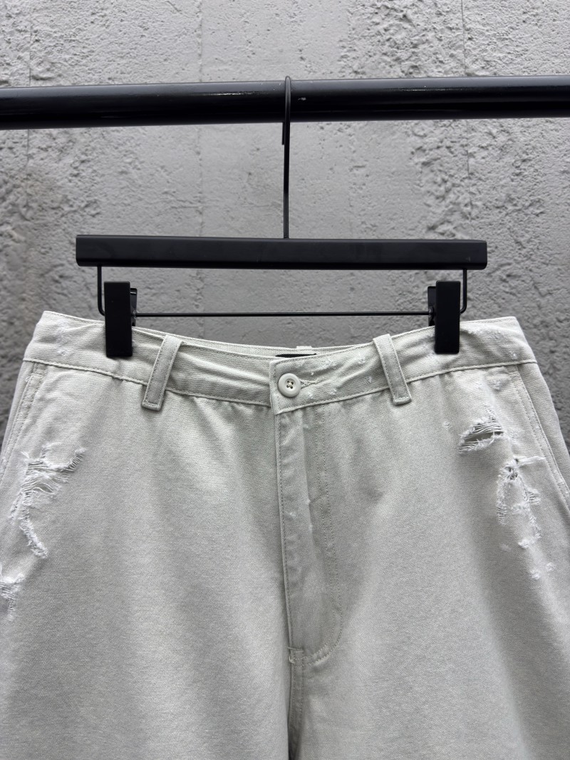 Balenciaga distressed and faded light gray shorts 2