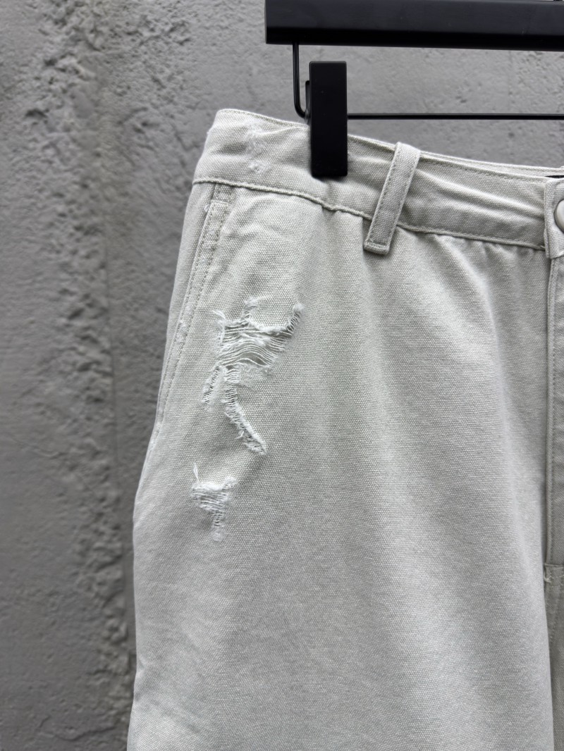 Balenciaga distressed and faded light gray shorts 3