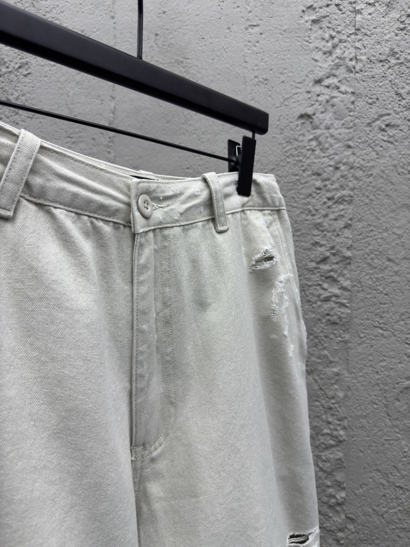 Balenciaga distressed and faded light gray shorts 7
