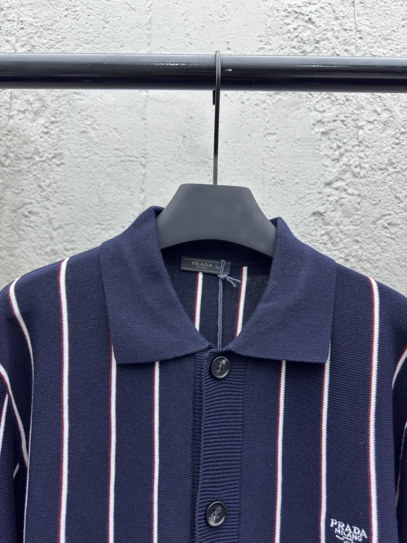 Prada  Striped Embroidered Long Sleeve Sweater 2