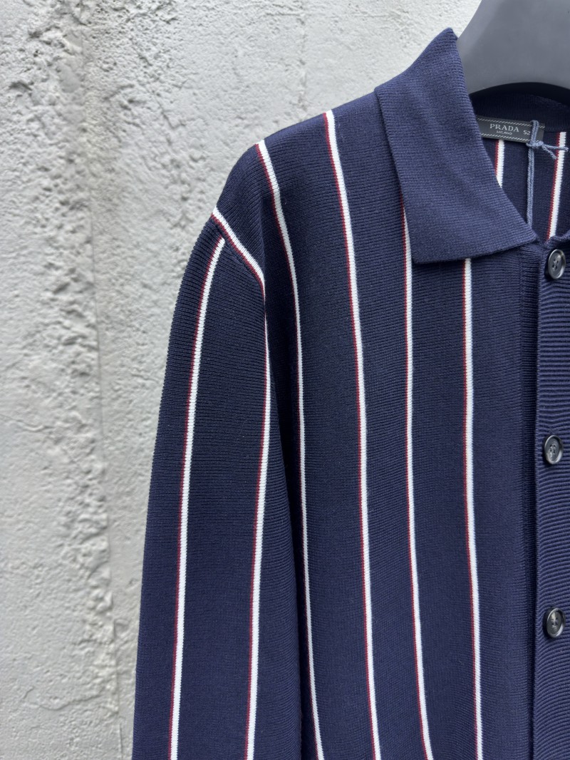 Prada  Striped Embroidered Long Sleeve Sweater 3
