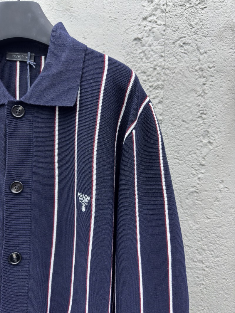 Prada  Striped Embroidered Long Sleeve Sweater 4