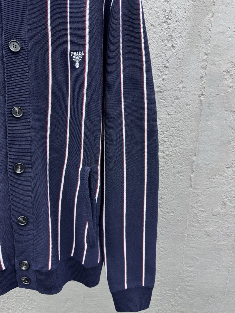 Prada  Striped Embroidered Long Sleeve Sweater 6