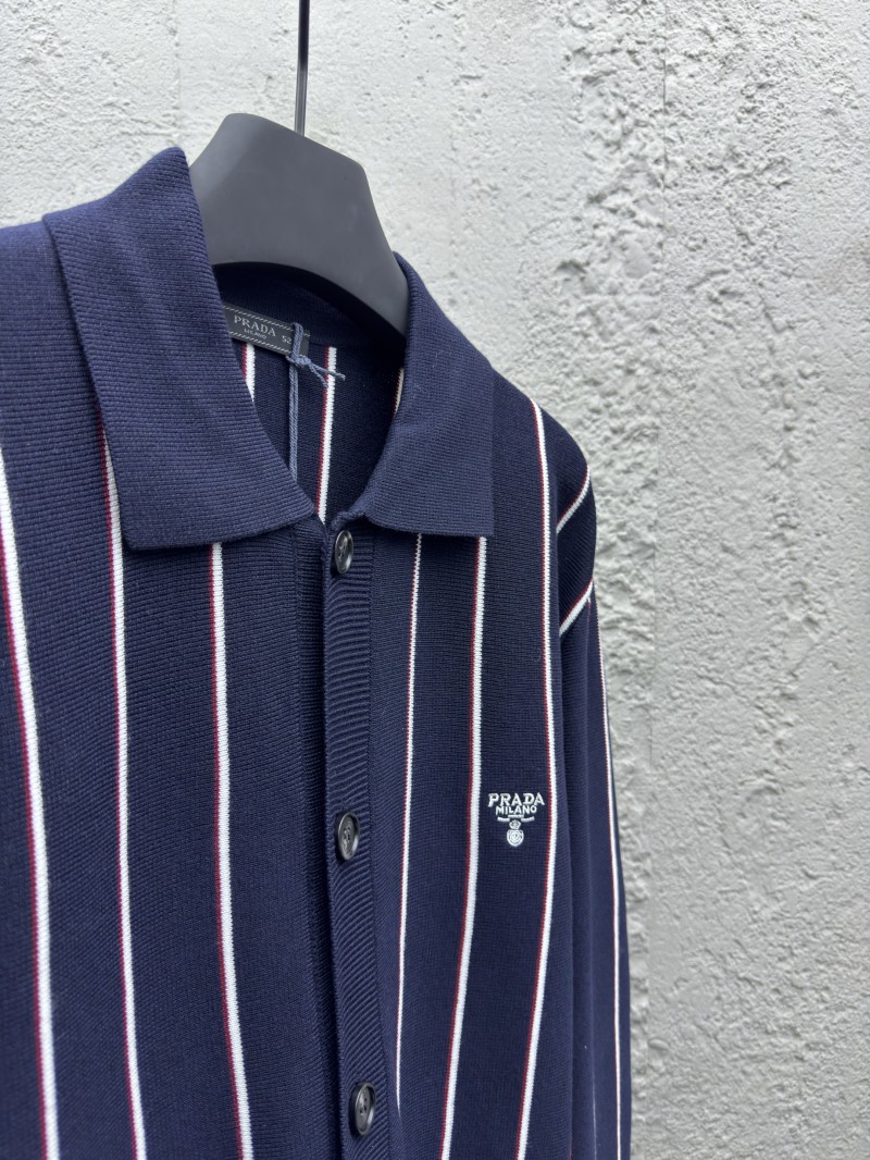 Prada  Striped Embroidered Long Sleeve Sweater 7