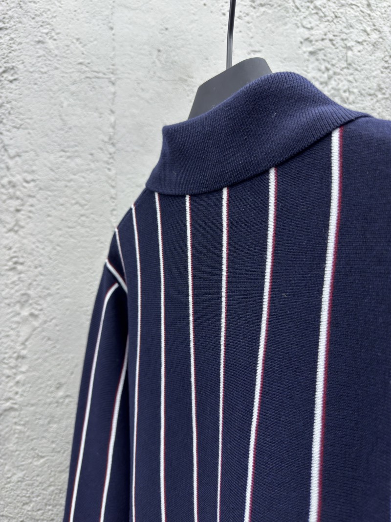 Prada  Striped Embroidered Long Sleeve Sweater 8