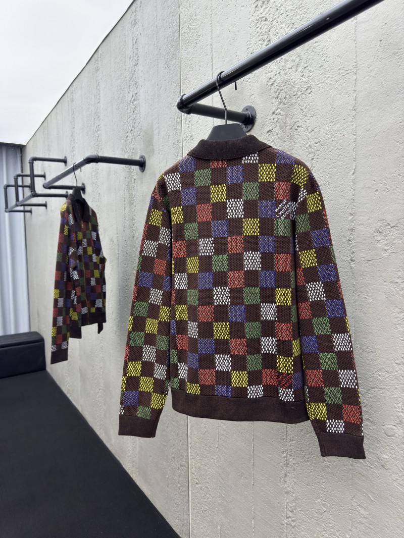 lv embossed checkerboard jacquard knit jacket 1