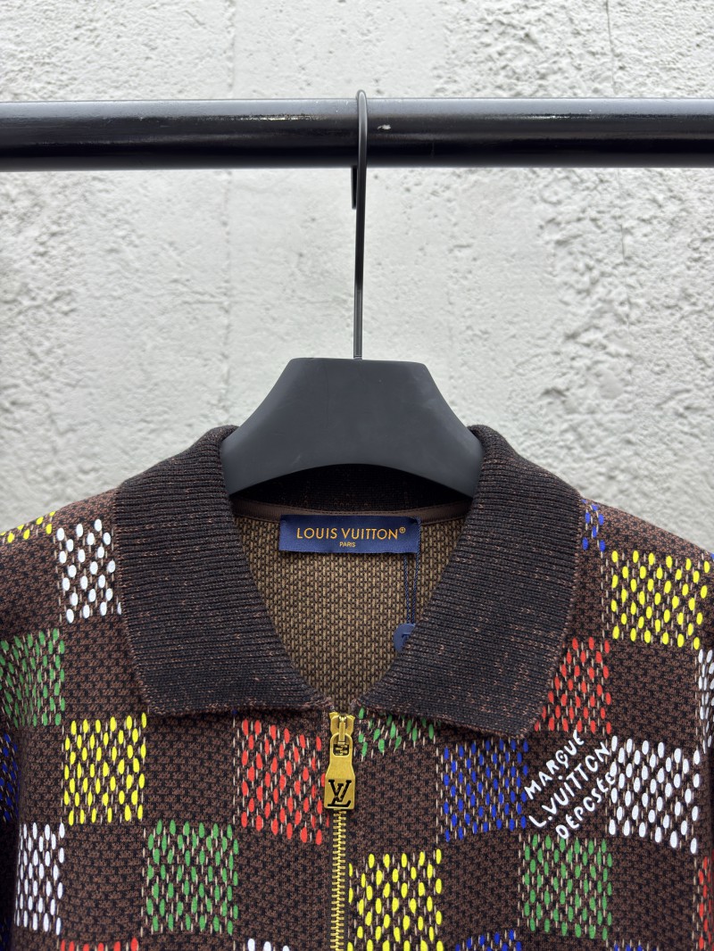 lv embossed checkerboard jacquard knit jacket 2