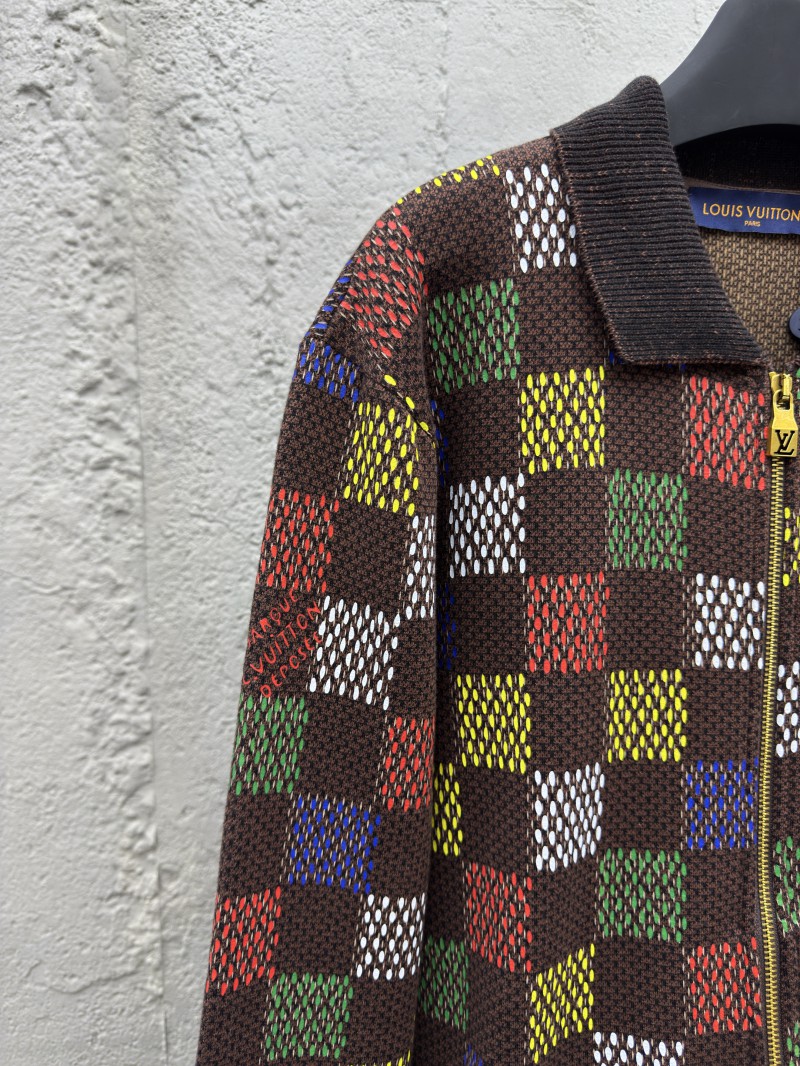 lv embossed checkerboard jacquard knit jacket 3