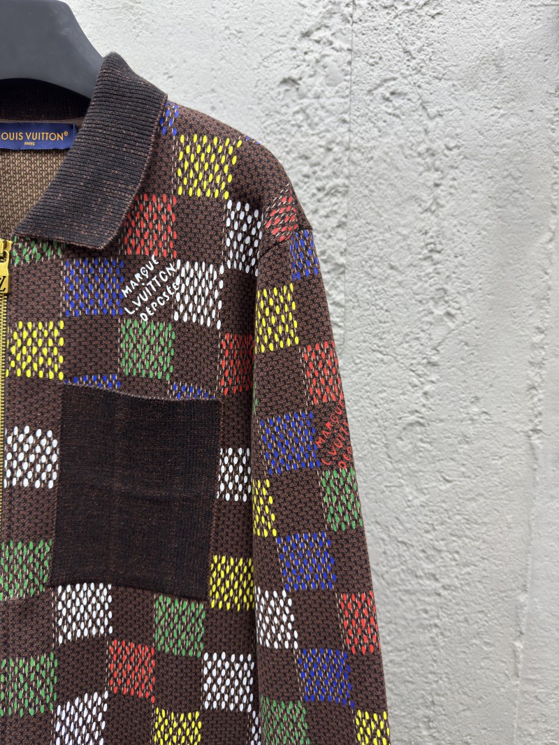 lv embossed checkerboard jacquard knit jacket 4