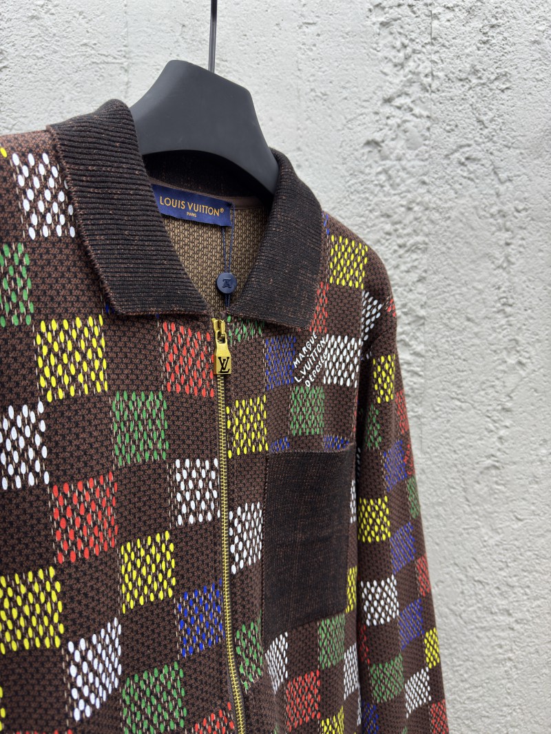 lv embossed checkerboard jacquard knit jacket 7