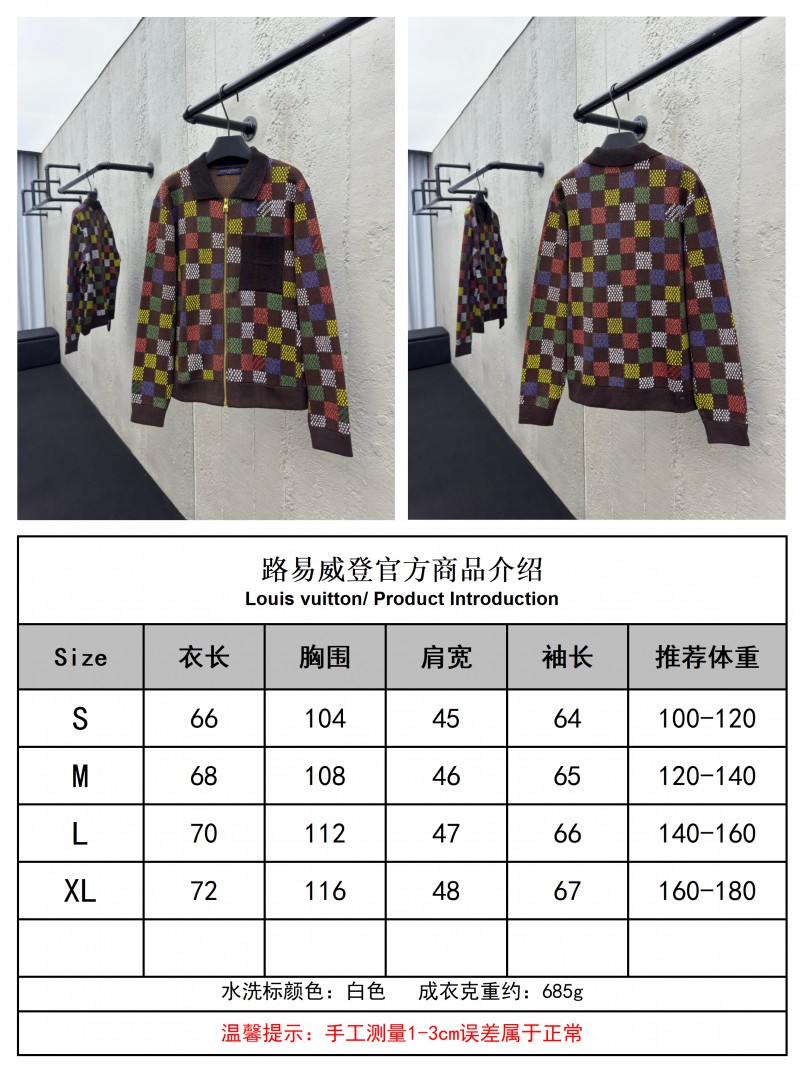 lv embossed checkerboard jacquard knit jacket 9