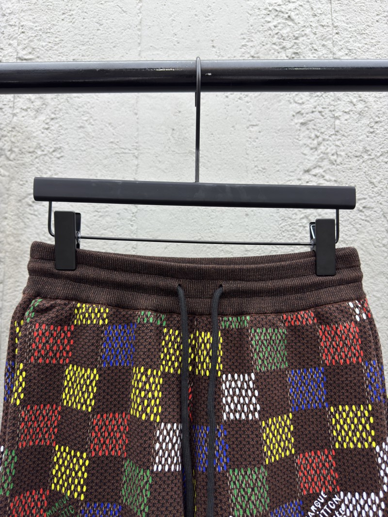 lv embossed checkerboard jacquard knit shorts 2