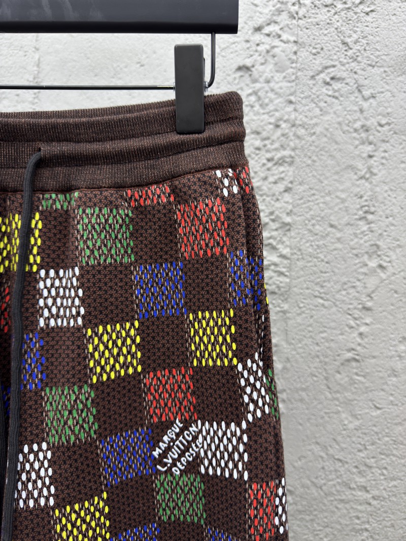 lv embossed checkerboard jacquard knit shorts 4