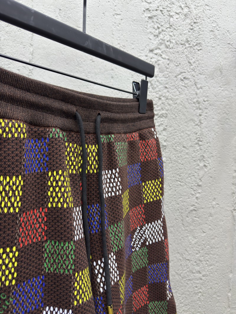 lv embossed checkerboard jacquard knit shorts 7