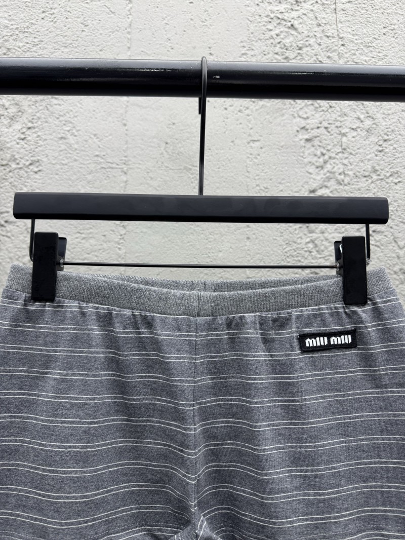Miu Miu New Gray Striped Shorts 2