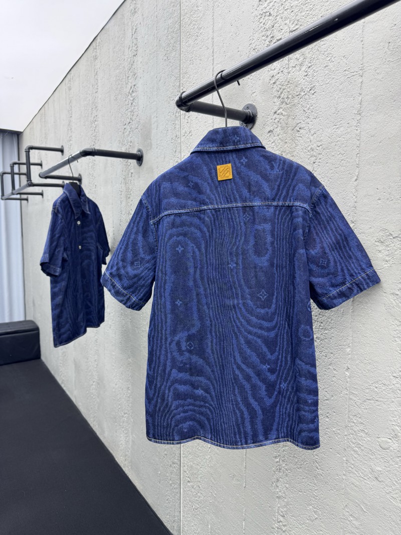 lv wood grain denim short sleeve shirt 1