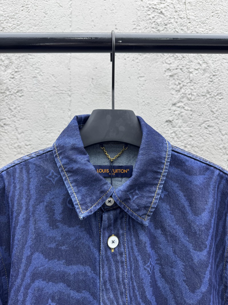 lv wood grain denim short sleeve shirt 2
