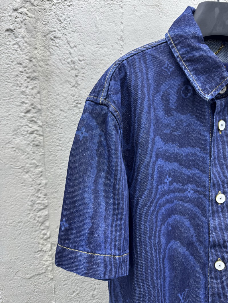 lv wood grain denim short sleeve shirt 3