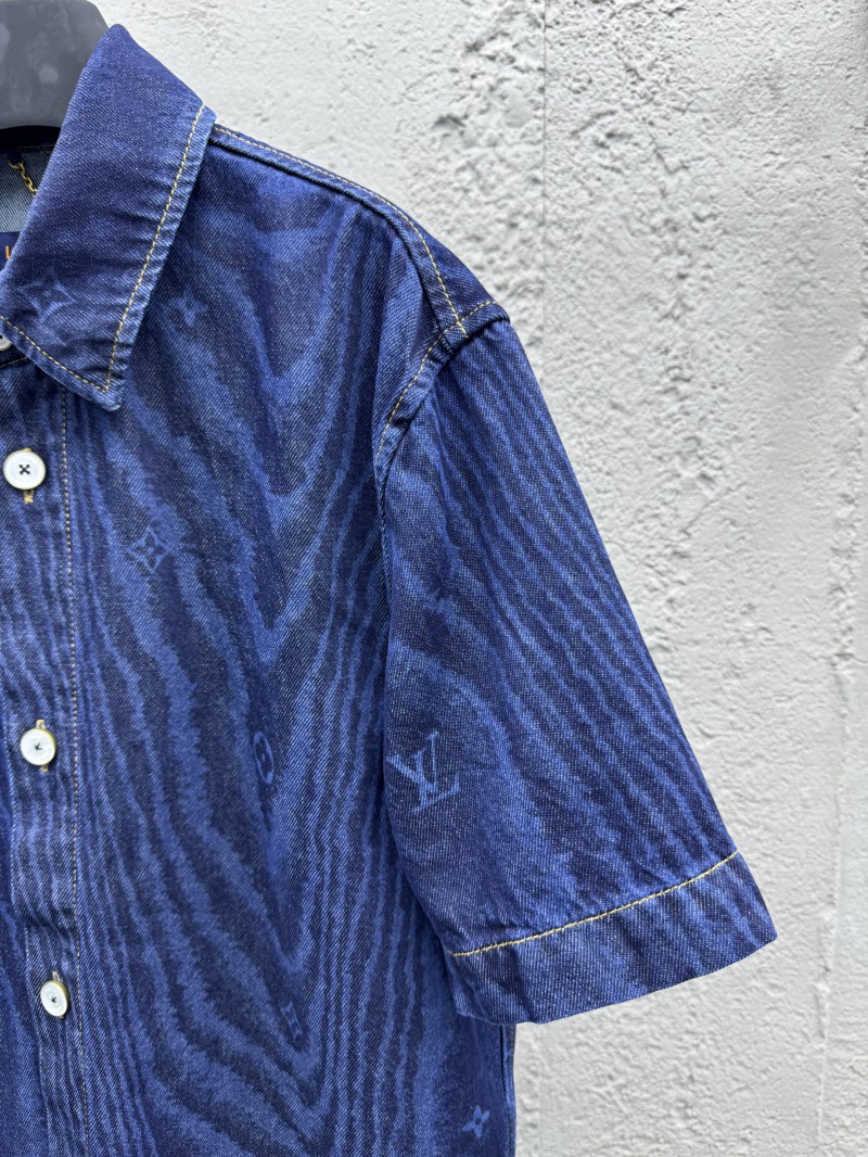lv wood grain denim short sleeve shirt 4