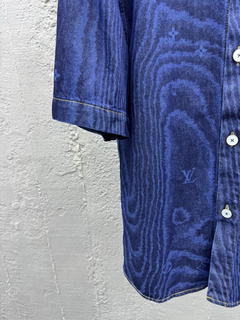 lv wood grain denim short sleeve shirt 5