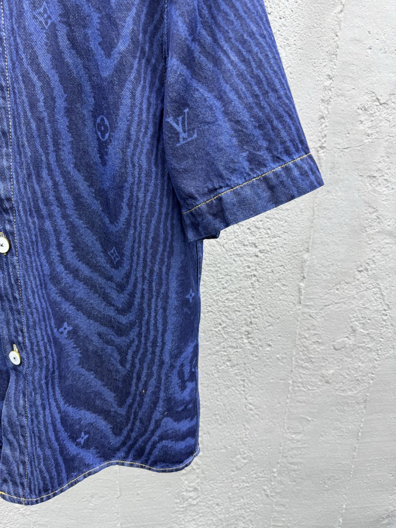 lv wood grain denim short sleeve shirt 6