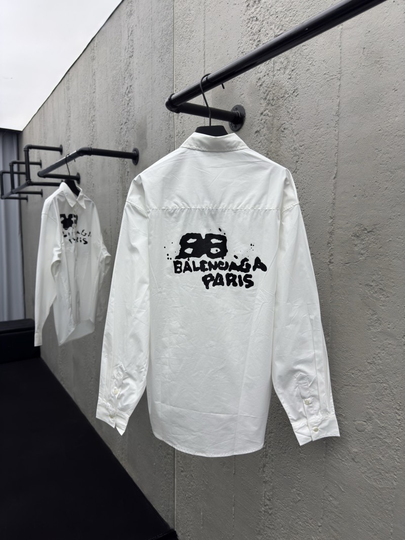 Balenciaga Ink Splash Print Pattern Shirt White 1