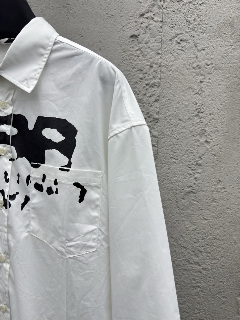 Balenciaga Ink Splash Print Pattern Shirt White 4