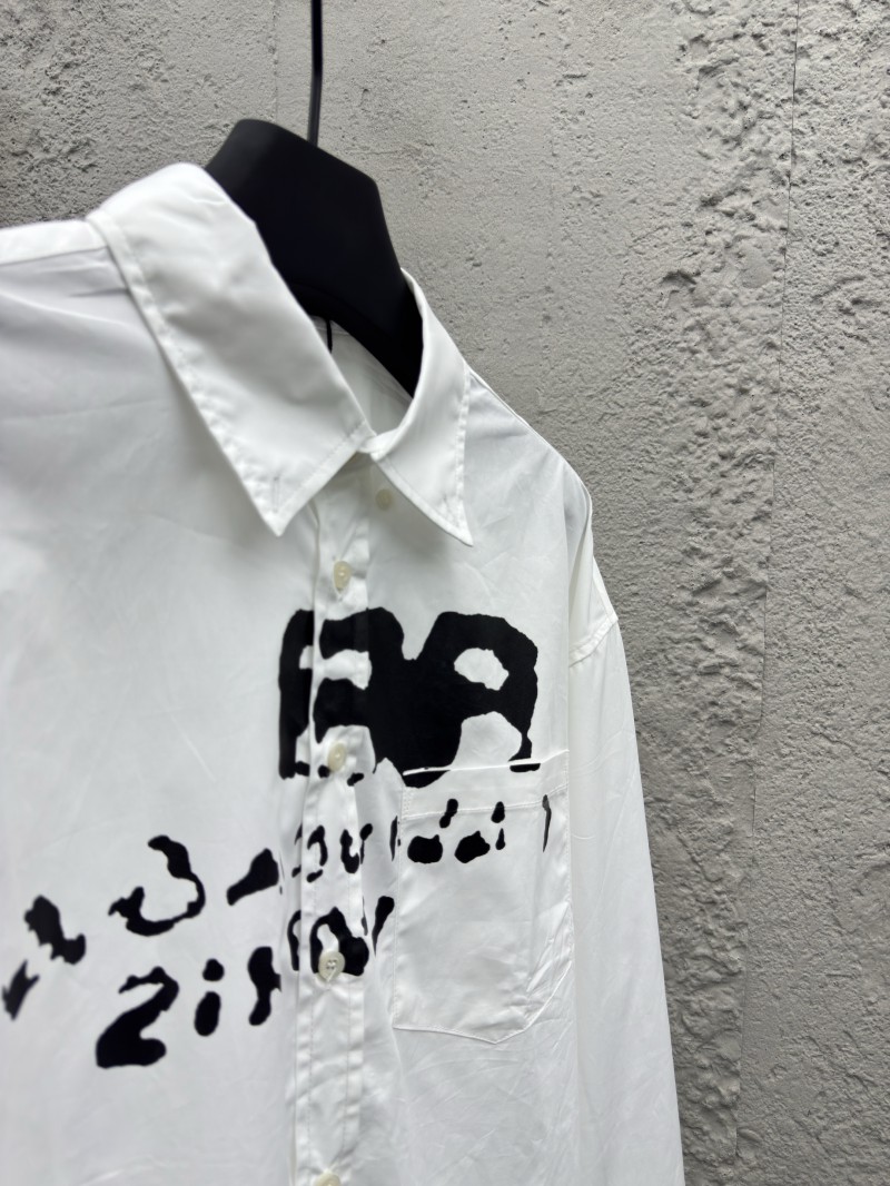 Balenciaga Ink Splash Print Pattern Shirt White 7