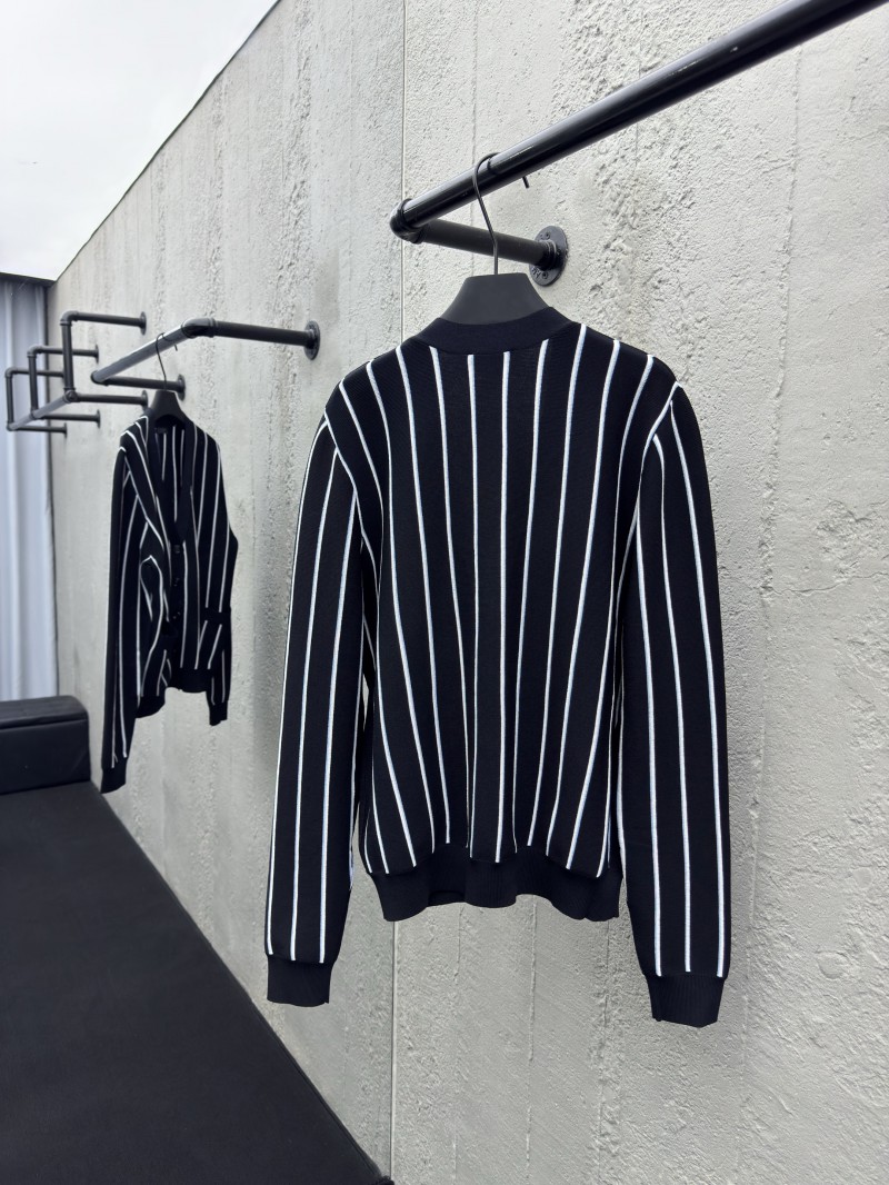 Prada Striped Embroidered Cardigan Sweater 1