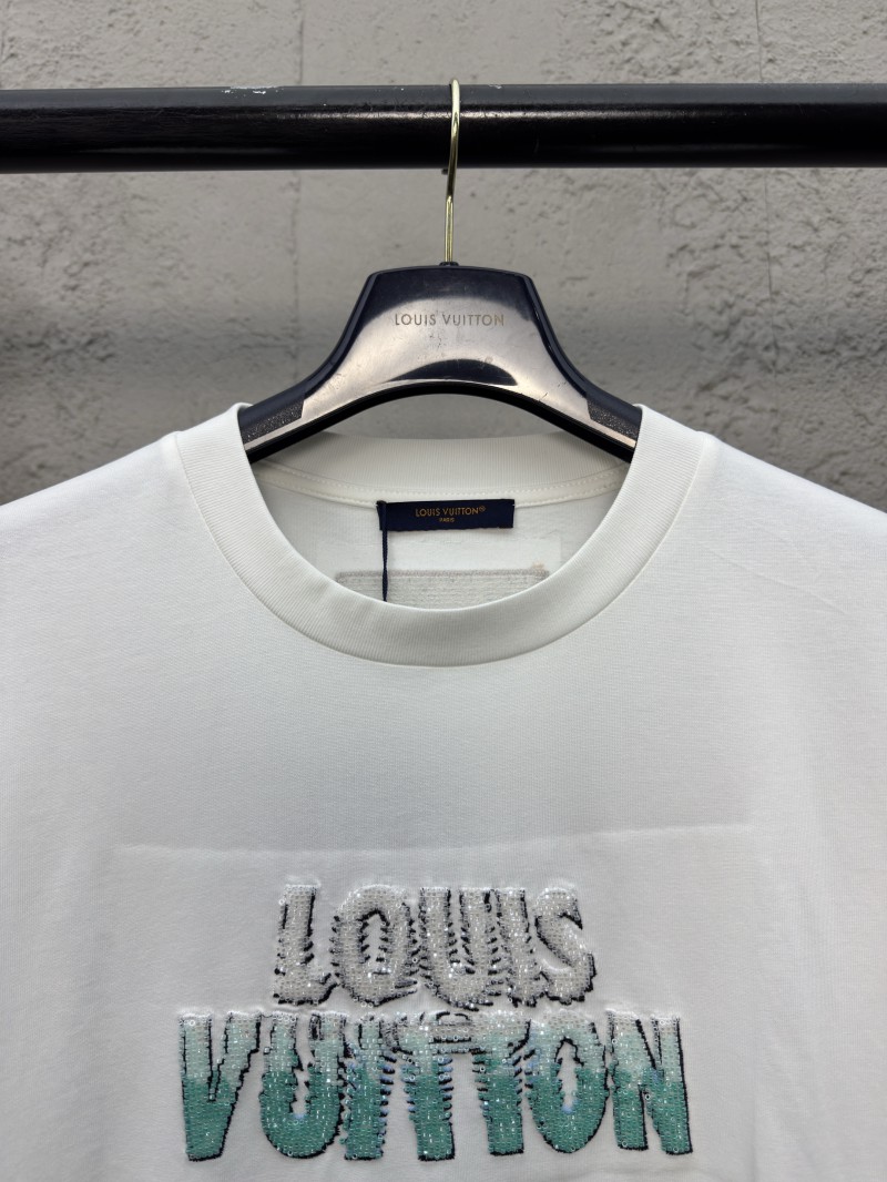LV Beaded Round Neck Short Sleeve T-Shirt 2
