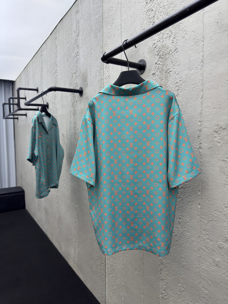 lv silk printed lapel short sleeve shirt 1