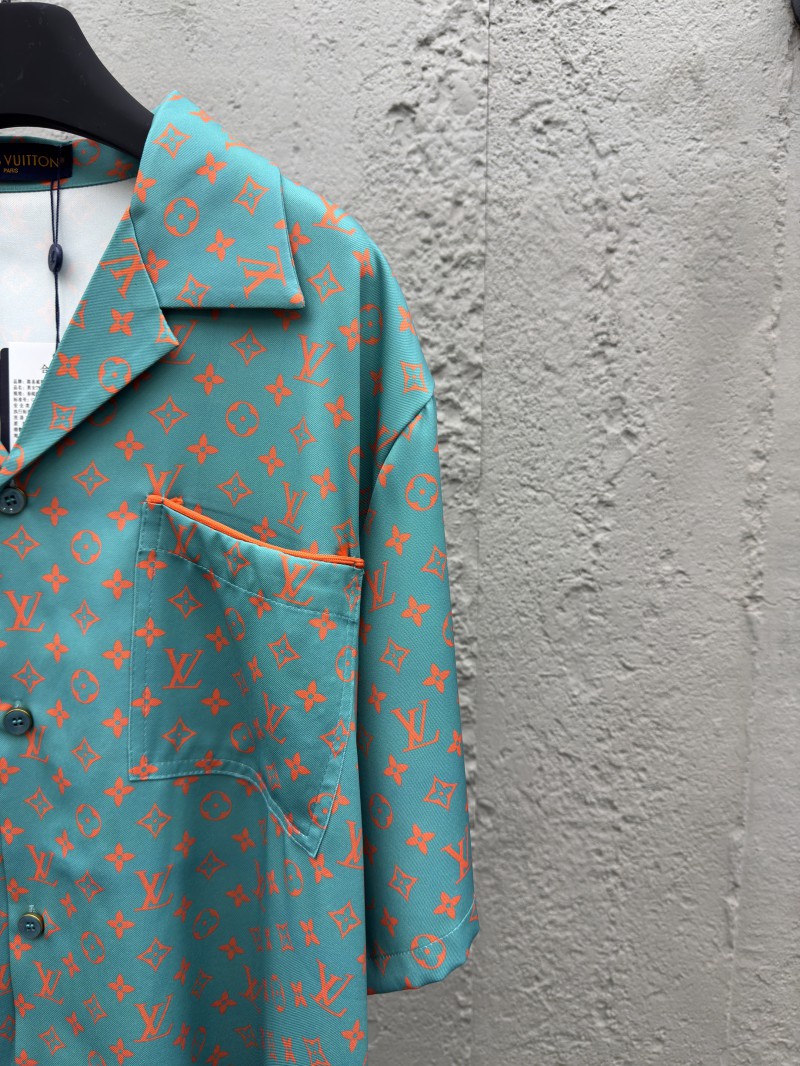 lv silk printed lapel short sleeve shirt 4