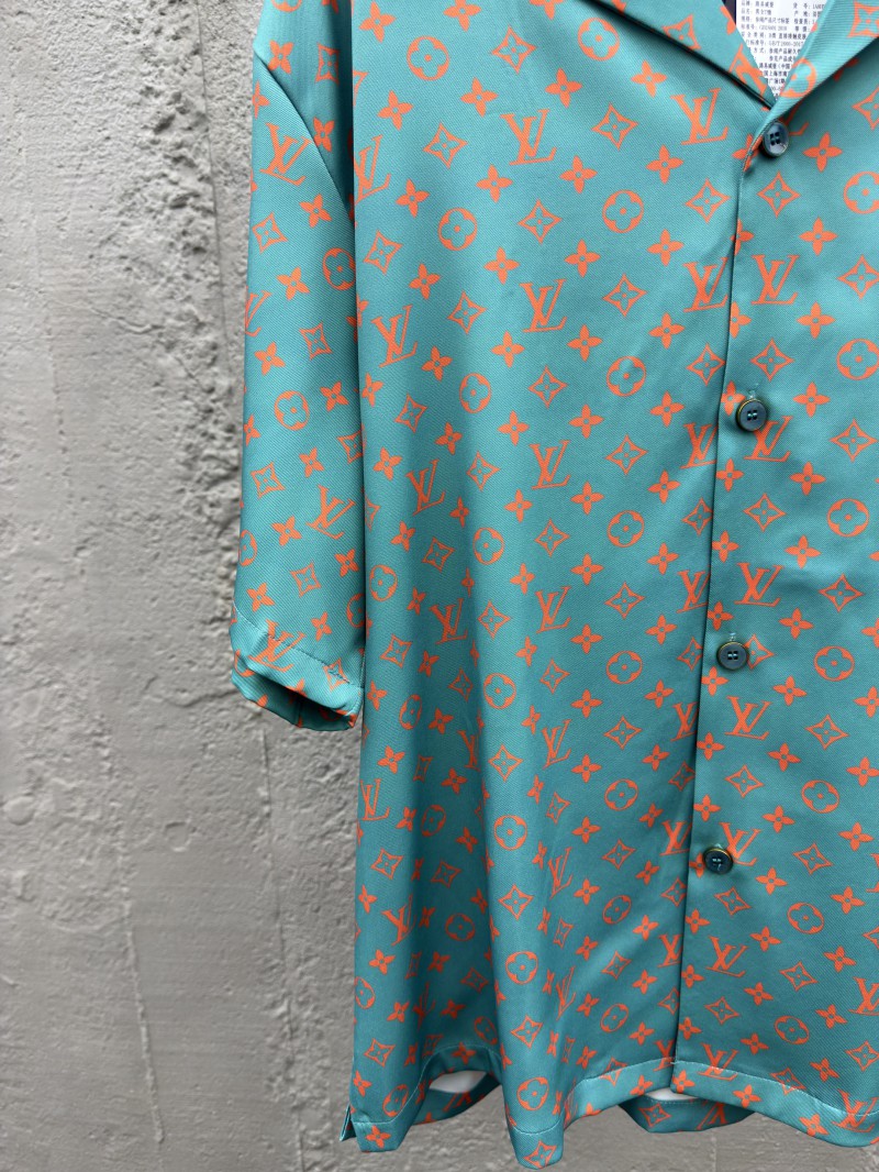 lv silk printed lapel short sleeve shirt 5