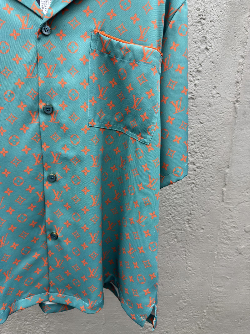 lv silk printed lapel short sleeve shirt 6