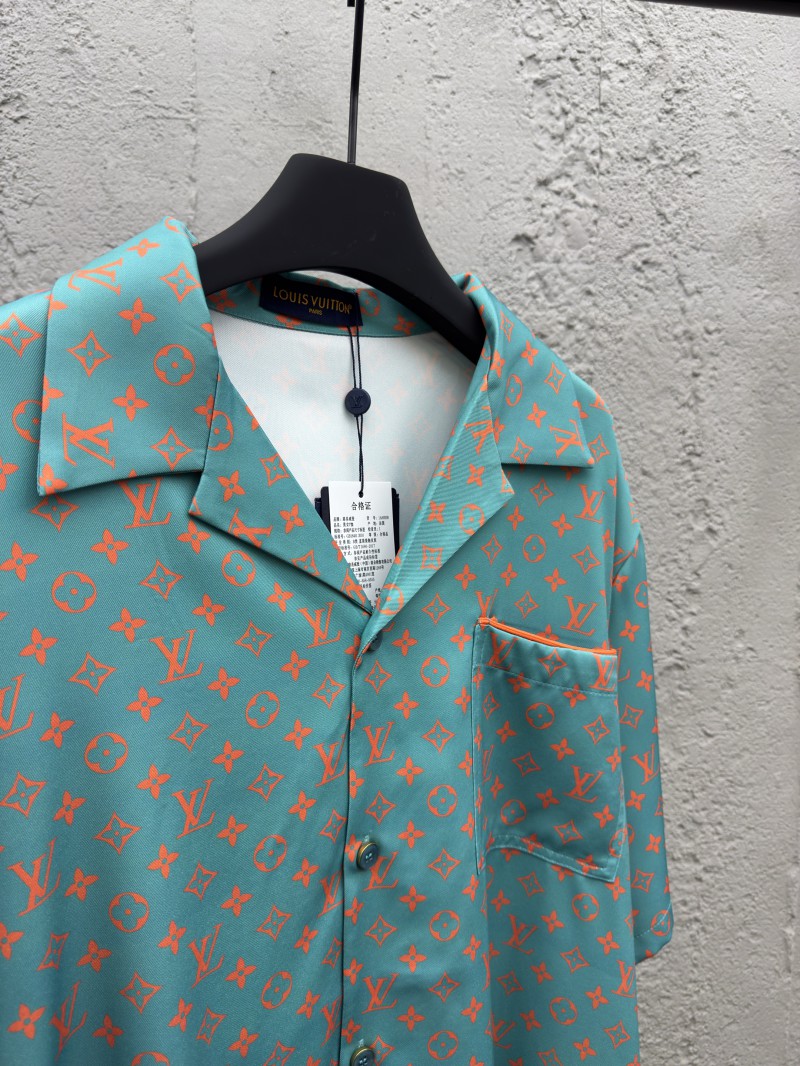 lv silk printed lapel short sleeve shirt 7